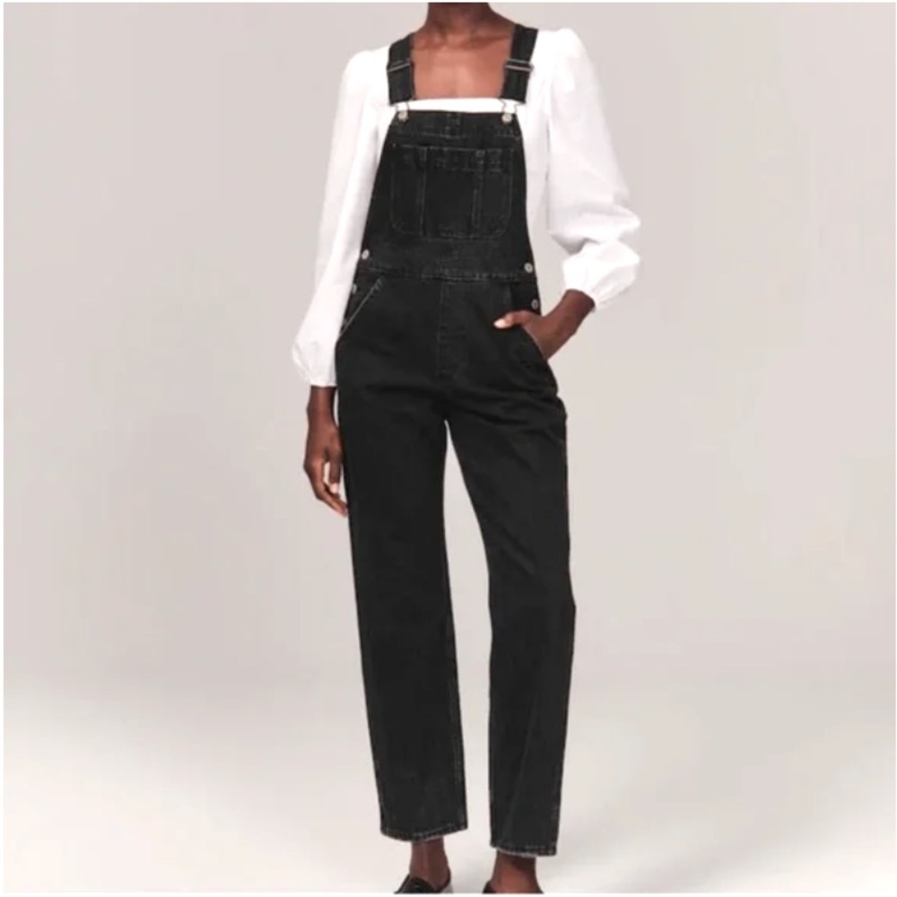 Abercrombie & Fitch Black Jean High Rise Overalls